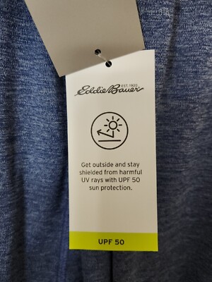 Eddie Bauer Sunscape Hoodie Womens XL Heather Blue Lightweight UPF