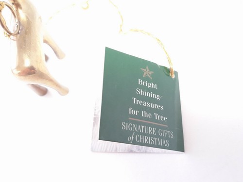 Brass Reindeer Christmas Ornament Lord & Taylor With Tag 3 Inch Vintage - Picture 9 of 14