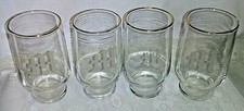 Etched 'M" Drinking Glass with Golden Rim-Juice Glass-4 1/2"H-Short Pedestal