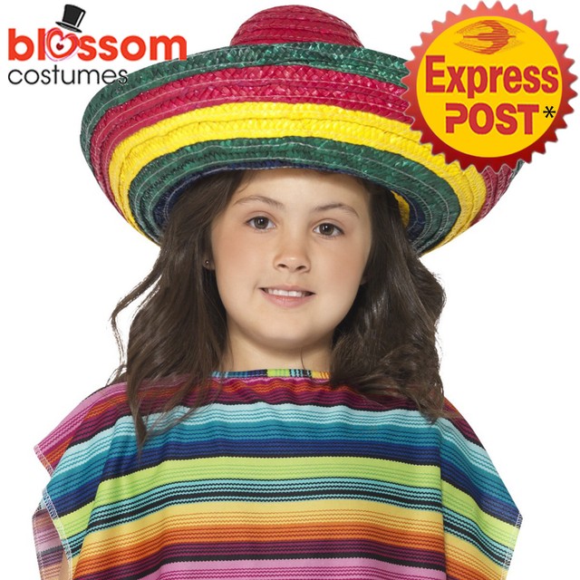 Kids Sombrero Multicoloured Childrens Mexican Fancy Dress Hat Smiffys