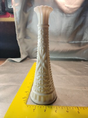 Anchor Hocking Milk Glass Stars and Bars Tall Bud Vase Flower Vases Wedding 9 