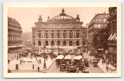 Vtg Postcard Paris Place de l'Opera Petits Tableaux France Antique Cars by Mona