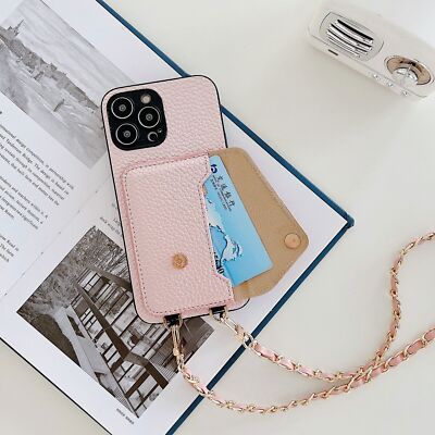 Card Pocket PU Leather Phone Case W/Chain For IPhone 11 12 13 14 15 Pro Max XR 7 - Foto 8