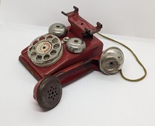 Vintage Red Toy Speed Phone, The Gong Bell MFG Co, Antique