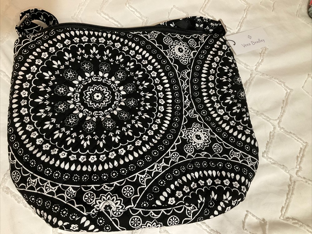 Vera Bradley Cotton Utility Bucket Crossbody Purse - Black Bandana Medallion NWT
