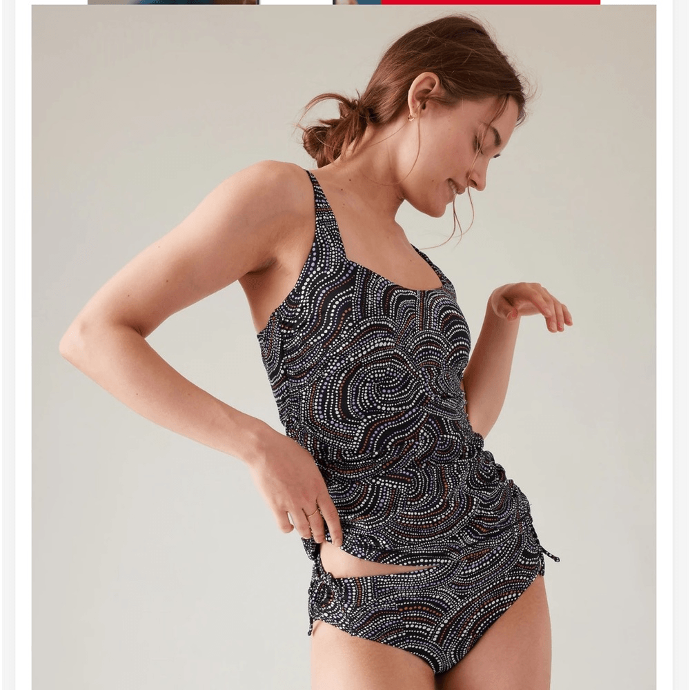 ヴェルディ×ATHLETA ATHLETA size 40D/DD Square Neck Bra Cup Tankini Top Riche Abstract