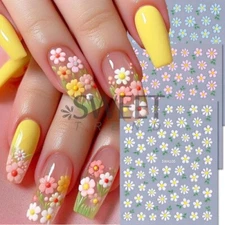 3 Sheets Daisy Stickers Nail Art DIY Design Waterproof Decal Manicure SWA NH28