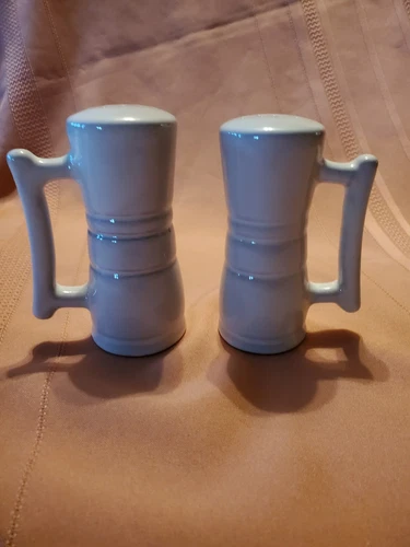 Frankoma Westwind Salt & Pepper Shakers White with Corks Handles Set of 2, EUC