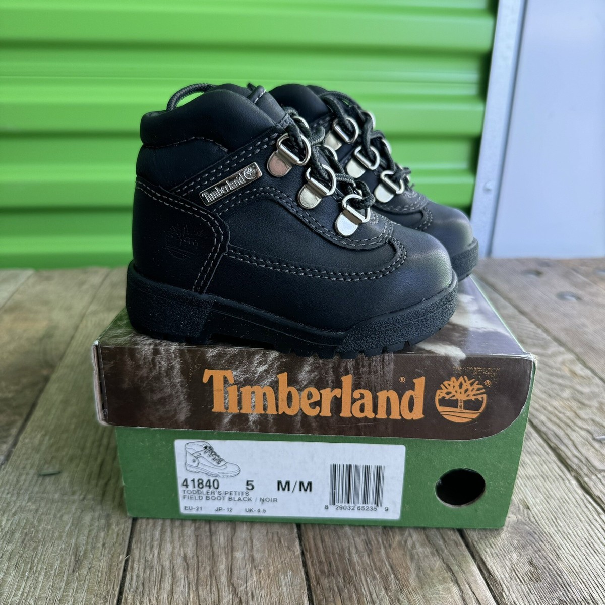 【美品】Timberland　20.5㎝　キッズ　箱あり Vintage New In Box Vintage Timberland Field Boots Black On Black