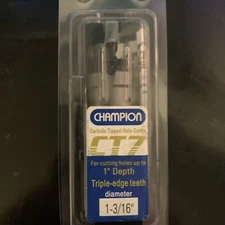 Champion Cutting Tool CT7, 1-3/16” Carbide Tipped Hole Cutter 1” Cut Depth, NEW