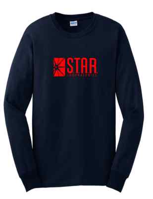 Star Labs Shirt LABORATORIES Superman Comic Navy Blue Red Long Sleeve T-shirt