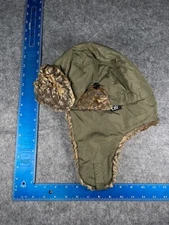 D&Y Trapper Beanie Adult One Size Green Cotton Acrylic Poly Faux Fur Ear Flap