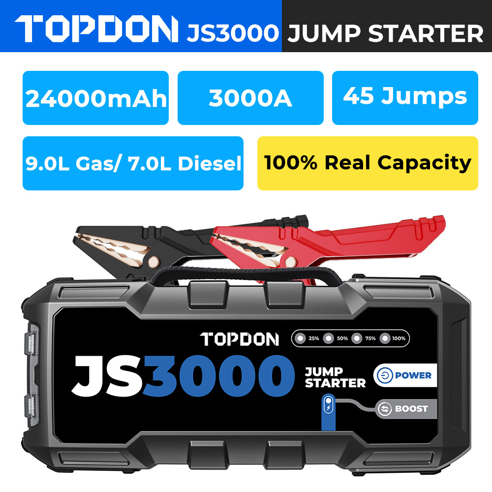 TOPDON 3000A Jump Starter Car Lithium-ion Battery 12V Booster Box Power Bank UK