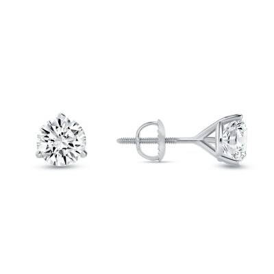 1 Ct Round Lab Created Grown Diamond Earrings 950 Platinum F/VS Martini Screw