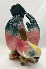 Vntg  Maruhon Ware Japan 1920’s-30’s Hand Painted Parrot Wall Pocket Planter