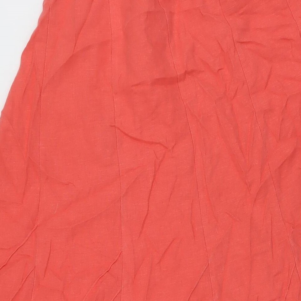 Marks and Spencer Womens Orange Linen ALine Skirt Size 12 eBay