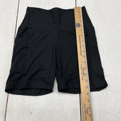 Black High-Waisted 3" Inseam Pocketed Biker Shorts Women's Size S/M NEW - Picture 4 of 5