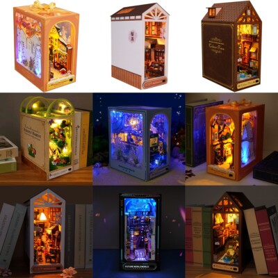 DIY DollHouse Model Kit W/ LED Lighting House Wooden Assembly Creative Book Gift