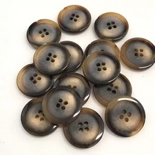 24 Buttons Rim Dark Brown Cream Plastic 4-Hole Sew Through Sewing 22 mm #BR16