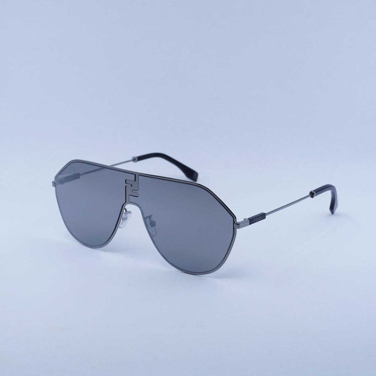 Fendi FE40080U Mirrored Aviator Sunglasses Shiny metallic/gold FE40080U 12C Ruthenium/Smoke Mirror main image 2