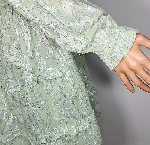 Roller Rabbit Mint Green Mini Dress L Clermont Nori Silver long sleeve - Picture 7 of 14