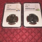 1958 & 1959 Silver Proof Franklin Half Dollar NGC PF67. Mirror Like Surfaces!