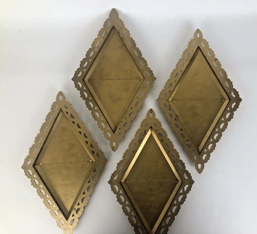 Vintage Set of 4 1971 Homco Diamond Shaped Roman Gold Plaques 3D Ornate MCM - Picture 16 of 16