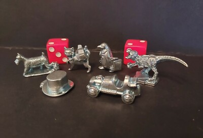 Monopoly Cheaters Edition Replacement Pieces - 6 Game Tokens/Movers + 2 Dice 