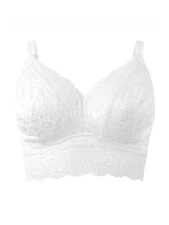 Ladies Lacy None Padded Bralette Bra Crop top White Sizes 8-22