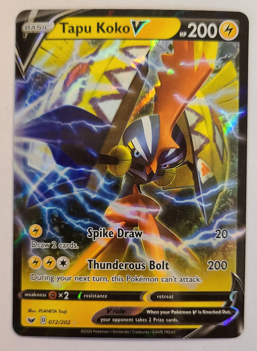 Tapu Koko V 072/202 Sword & Shield Base Set ULTRA RARE Pokemon Card NEAR  MINT