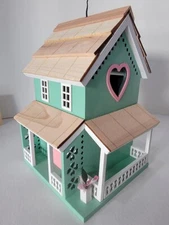 Home Bazaar Lovers Lane Birdhouse w/ Porch - Pink Bird House Home Garden Decor