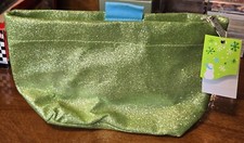 NWT-BATH  BODY WORKS Sparkle Green Cosmetic Bag/Clutch-Zippered-Bag ONLY