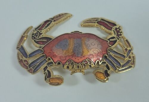 Vintage Cloissone Crab Blue Crab Brooch Pin Ename… - image 1