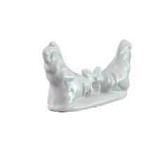 Messerbänkchen Hähne Messerbank Messerablage Besteckablage Porzellan weiß