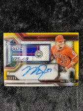 2016 Topps Strata Mike Trout GU Majestic Tag Patch Signed On Card AUTO 12/25