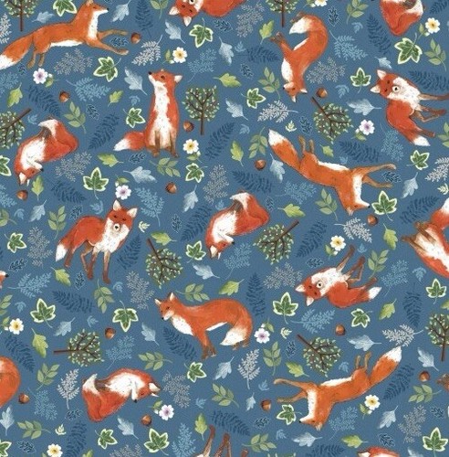 Fat Quarter Nutex Forest Wonder Fox Leaves Tree Acorn Floral 100% Cotton Fabric - Picture 2 of 4