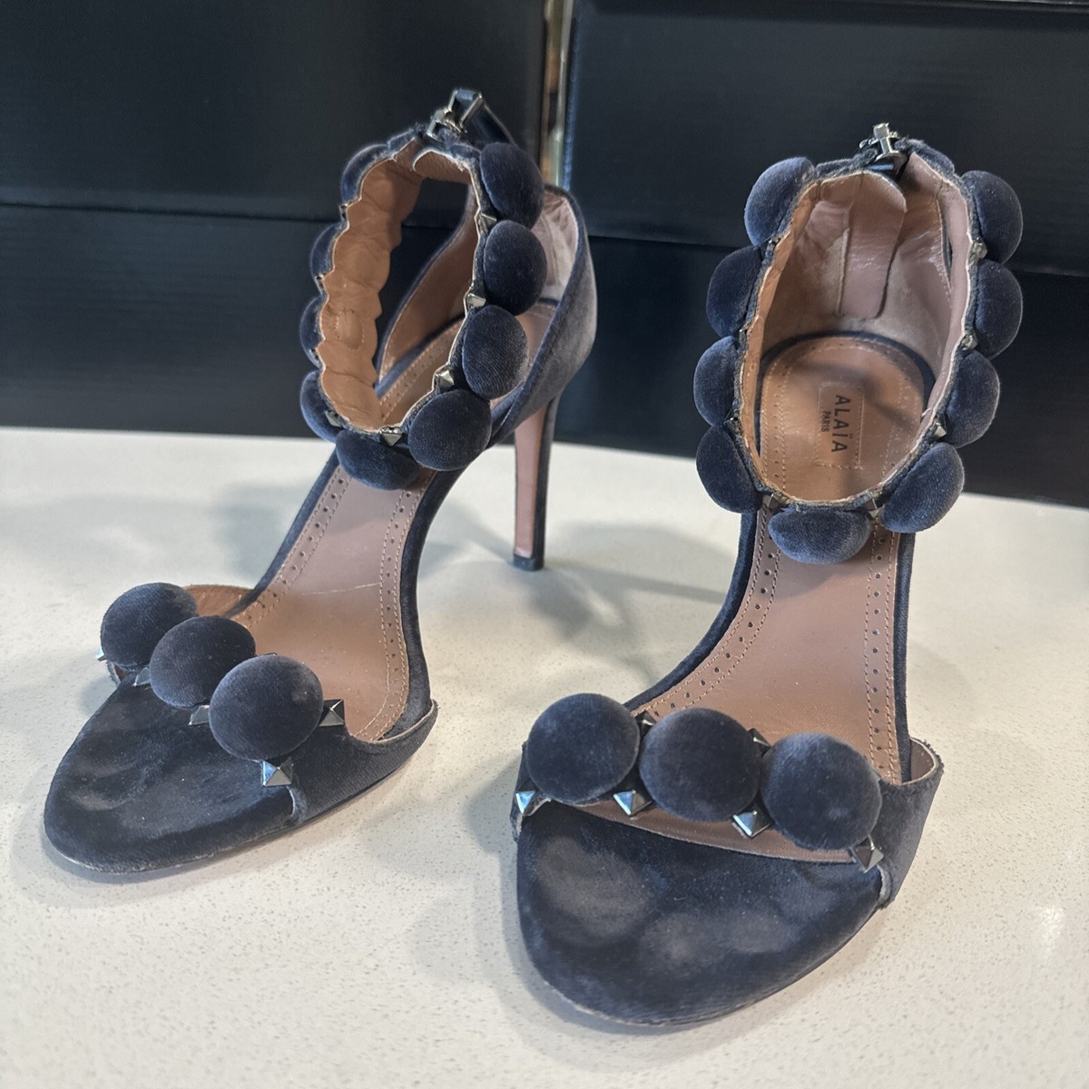 AZZEDINE ALAIA LA BOMBE STUDDED CASSIS SUEDE SANDALS 36 | eBay