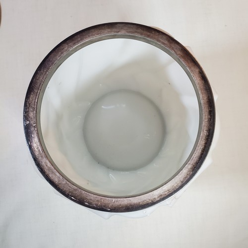 Wavecrest Biscuit/Cookie Jar Satin Swirl Glass Moriage Painted Silverplate Lid - Picture 7 of 8