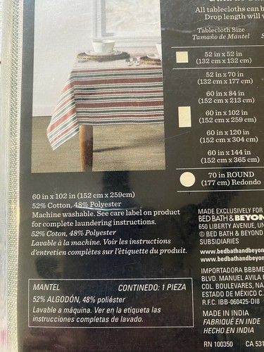 BEE & WILLOW HOLIDAY TABLECLOTH 60" x 84" 60" x 102" ~ NAPKINS ~ YOU CHOOSE! - Picture 16 of 23
