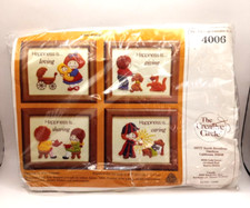 1982 Creative Circle Happiness Is Embroidery Kit with 4 Pictures and Frames