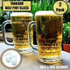 2-Pack Glass Half Pint Tankards - Ideal for Summer & Parties - Stylish Drinkware