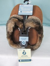 Isotoner Slippers Cognac Brown Faux Fur Trim Small 6-5-7 Clog NWT