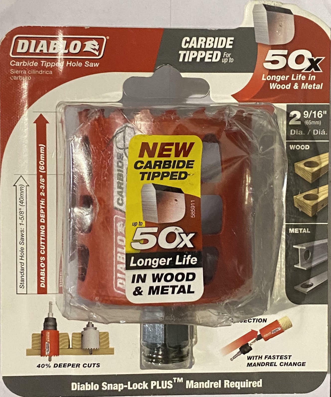 Diablo DHS2563CT - 2-9 Large discharge sale In stock Carbide Tipped Hole 16