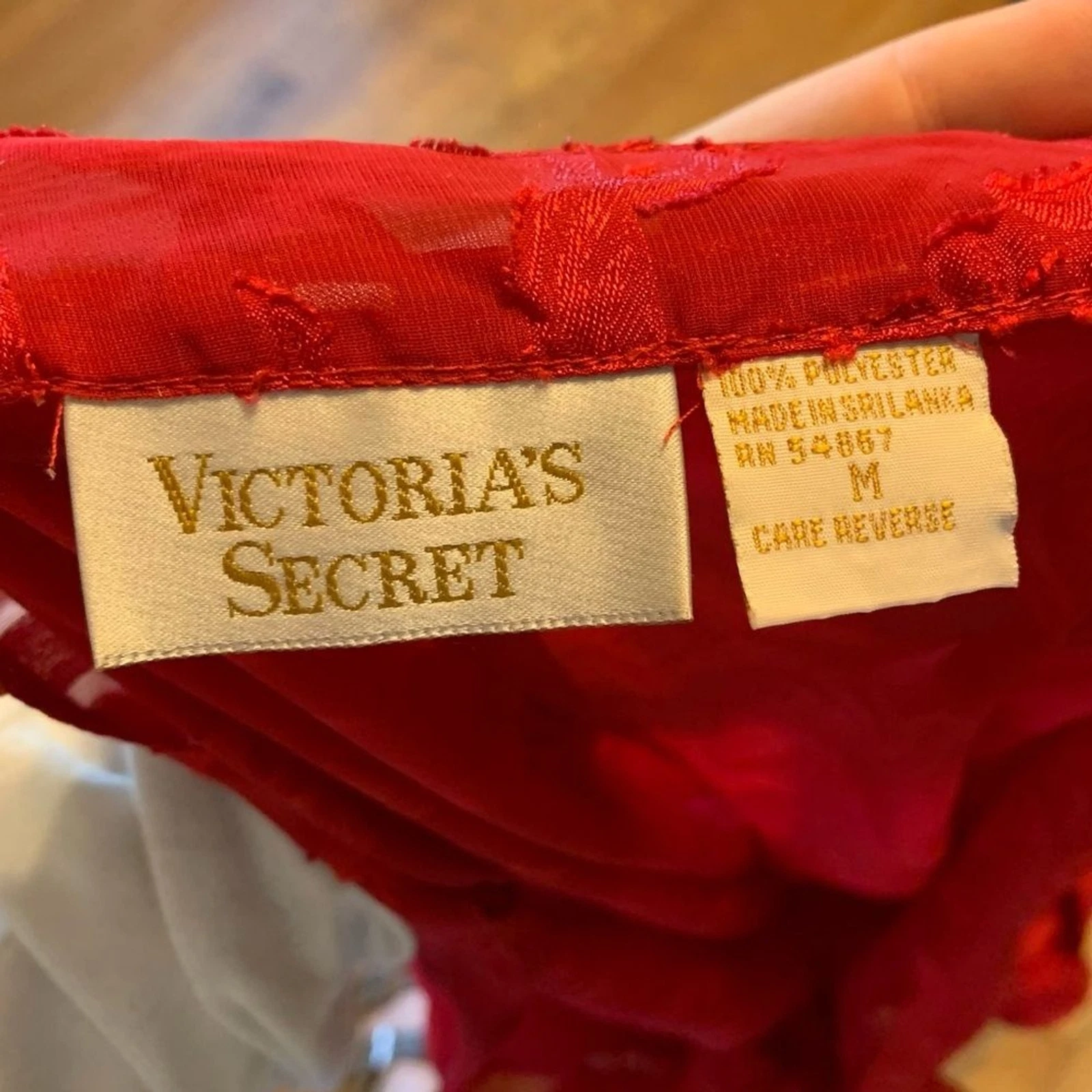 UNDERCOVER Abito vintage Victoria's Secret etichetta oro rosso pizzo trasparente babydoll fata slip M