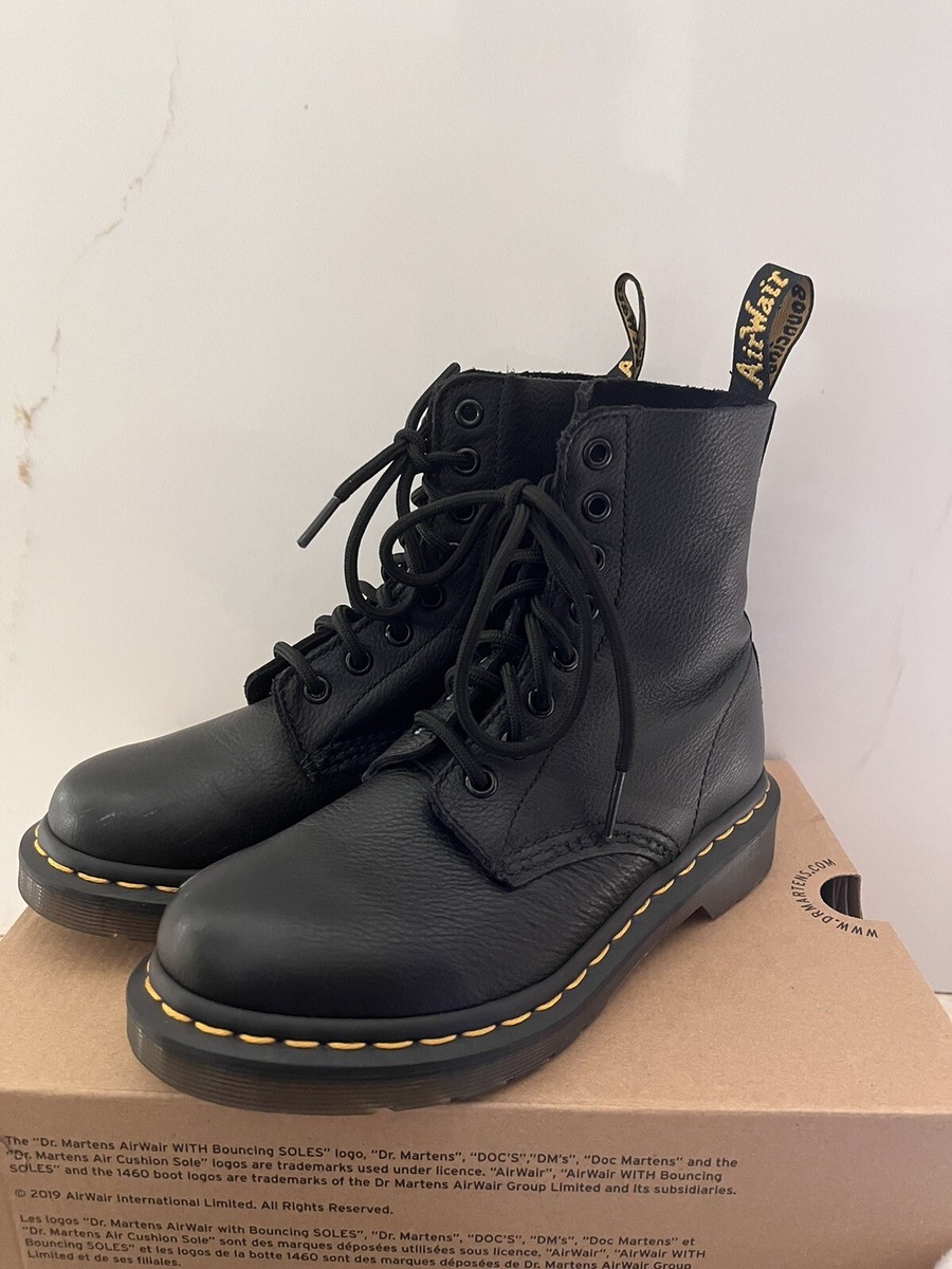 Dr. Martens 1460 Greasy Black, Yellow Stitch Airwalk Soles