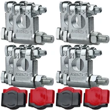 8 PACK Top Post Battery Terminal Connectors End Positive and Negative W/ Covers