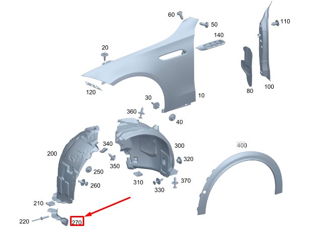 Aileron de passage de roue avant droit MERCEDES-BENZ C W206 A2068842800