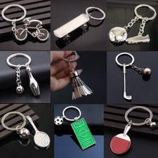 Creative Badminton Football Tennis bowling Golf Key Ring Metal Keychain Gift