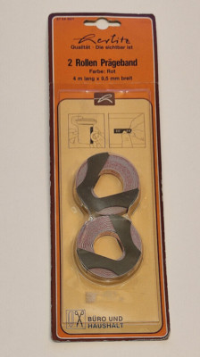2x HERLITZ Prägeband 9,5mm X 4,0m dunkel ROT  Schriftbänder Embossing Tape