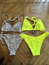 Zaful Forever Young Bikinis Lot of 2 NWT Size 6 M Neon Green and Black/White